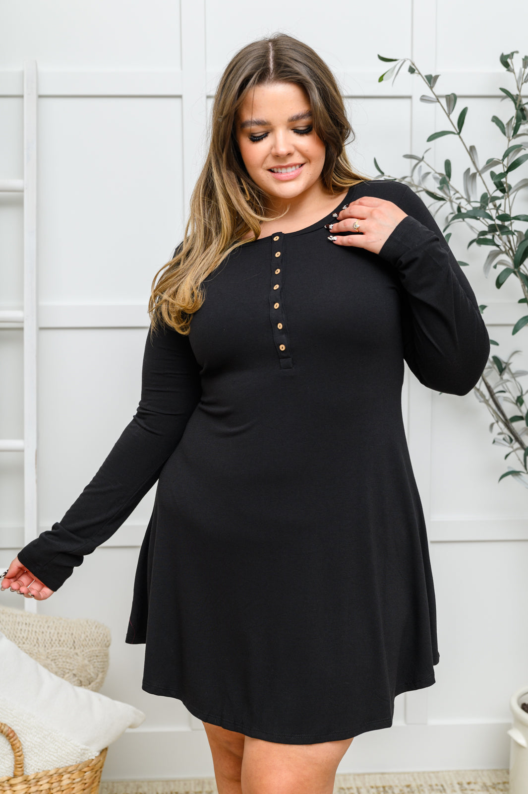 Long Sleeve Button Down Dress In Black – Cypress & Stone Co